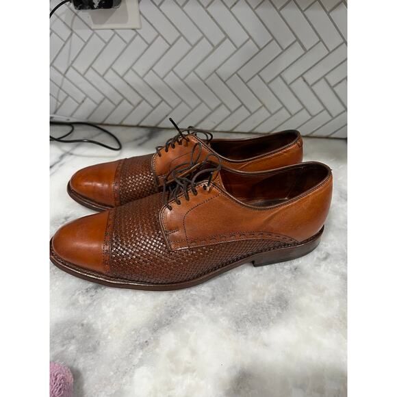 Allen Edmonds Woven Leather Cap Toe Oxford 9D Chestnut Brown Dress Shoes USA main image 8
